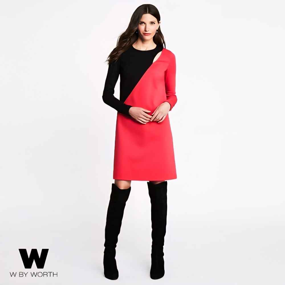 W by Worth Colorblock Long Sleeve Sheath Dress